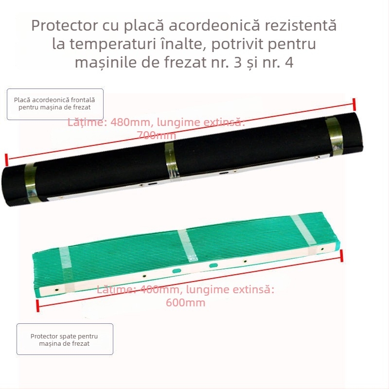 Capac de protecție pentru freza turret cu panou din cauciuc în formă de acordeon, protecție la șpanuri metalice și clips pentru cabluri
