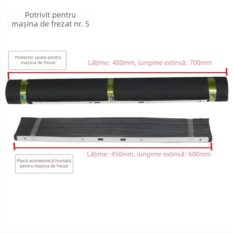 Capac de protecție pentru freza turret cu panou din cauciuc în formă de acordeon, protecție la șpanuri metalice și clips pentru cabluri