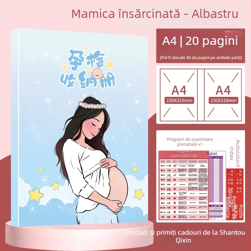Organizator pentru evidențe de sarcină și prenatal, dosar A4/A5, păstrare rapoarte de ecografie