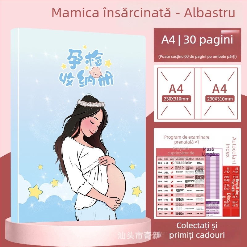 Organizator pentru evidențe de sarcină și prenatal, dosar A4/A5, păstrare rapoarte de ecografie