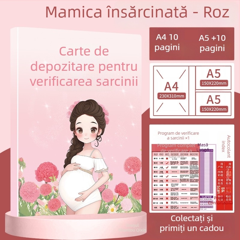Organizator pentru evidențe de sarcină și prenatal, dosar A4/A5, păstrare rapoarte de ecografie