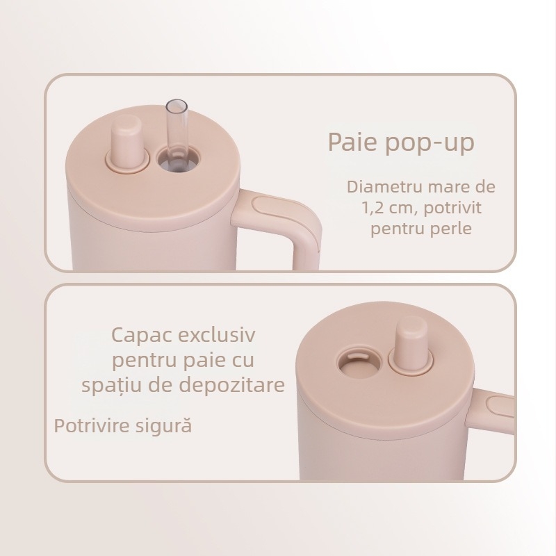 Capac pentru pahar de 40oz cu spațiu de depozitare, izolat, capac retractabil etanș pentru pai, accesorii pentru pahare cu pai