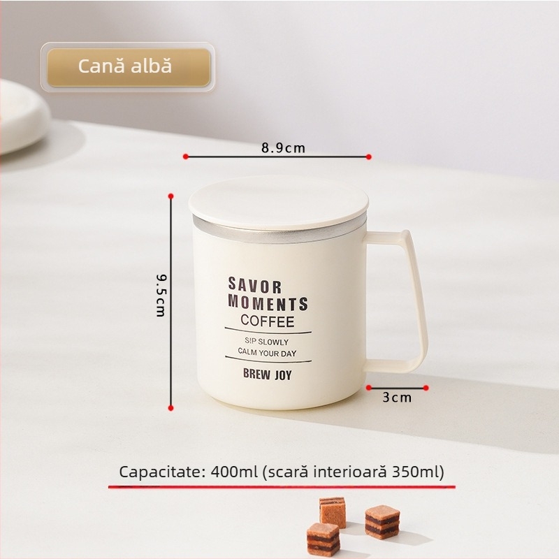 Cană de cafea din oțel inoxidabil 304, cu pereți dubli izolați, capac etanș