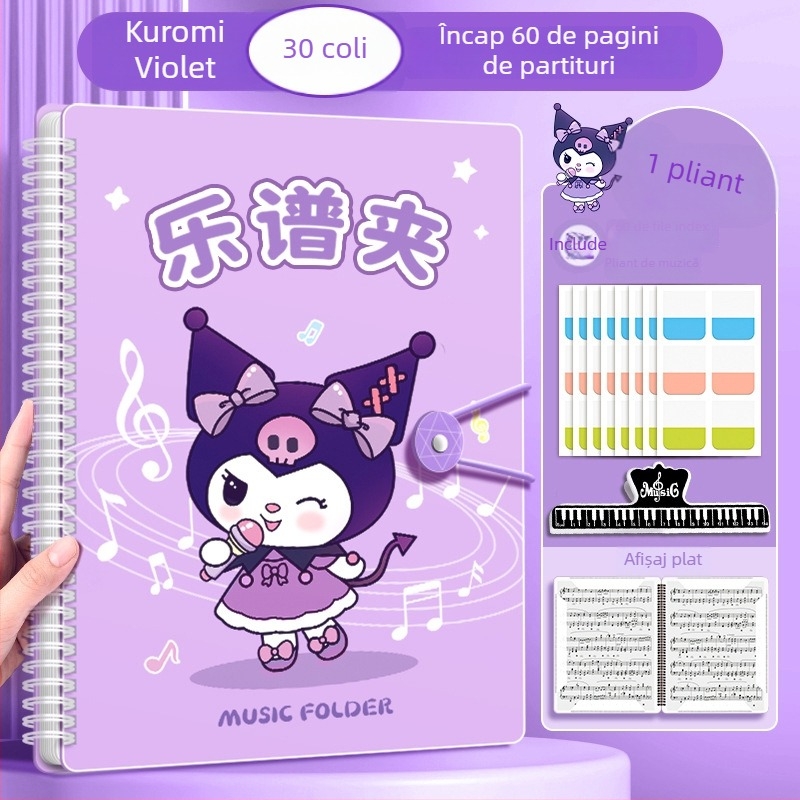 Suport pentru partituri de pian A4, cu pagini transparente intercalate, dosar din plastic pentru partituri, 40 de pagini, Chalk Time