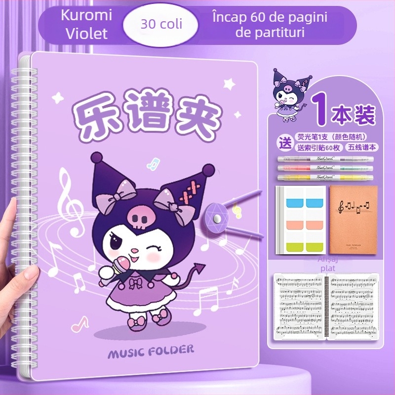 Suport pentru partituri de pian A4, cu pagini transparente intercalate, dosar din plastic pentru partituri, 40 de pagini, Chalk Time