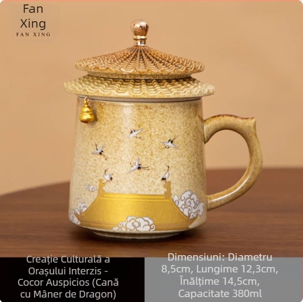Ceașcă ceramică de ceai de înaltă calitate, inspirată de Orașul Interzis, pentru birou, cadou pentru vârstnici și lideri.