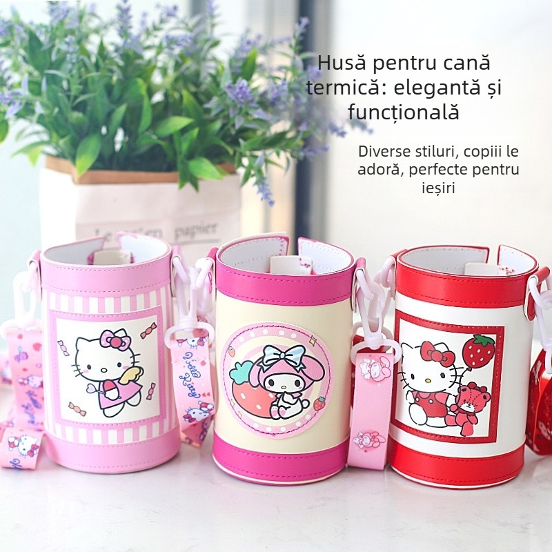 Husă de protecție pentru termos/ceșcă pentru copii, design drăguț desen animat, piele PU