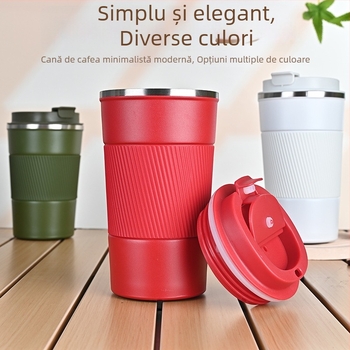 Ceașcă de cafea din oțel inoxidabil 304, stil american, izolată cu husă din silicon, portabilă pentru mașină și birou