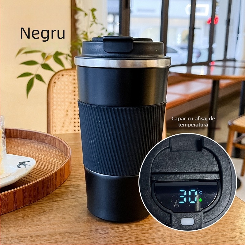 Ceașcă de cafea din oțel inoxidabil 304, stil american, izolată cu husă din silicon, portabilă pentru mașină și birou