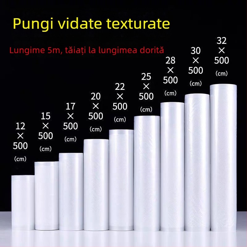 Sac vacuum pentru cârnați, cu textură în plasă, pungă de comprimare pentru extragerea aerului, prospețime păstrată, pungă pe rolă pentru uz casnic