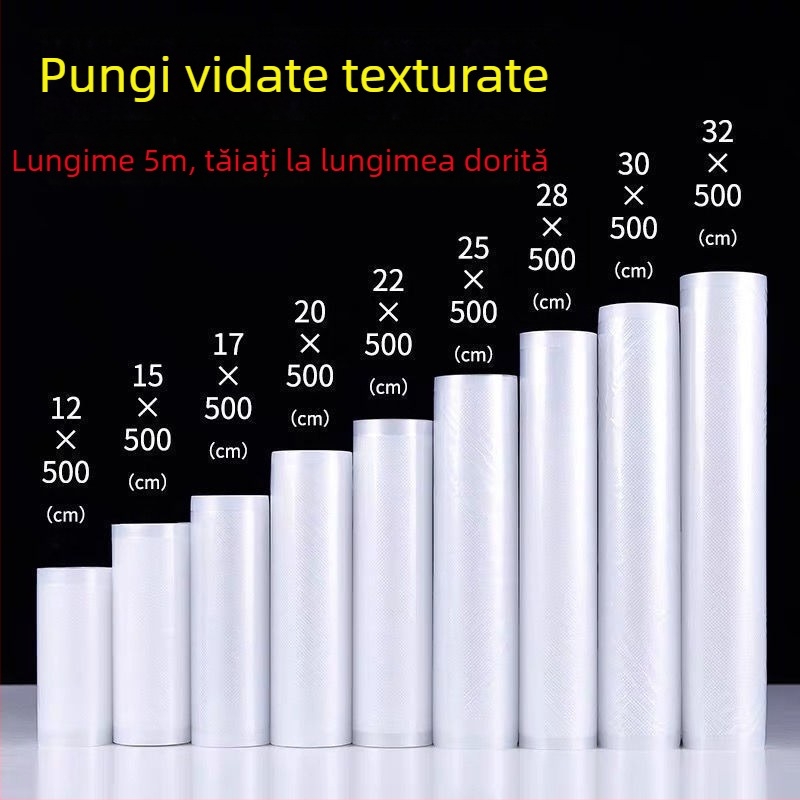 Sac vacuum pentru cârnați, cu textură în plasă, pungă de comprimare pentru extragerea aerului, prospețime păstrată, pungă pe rolă pentru uz casnic