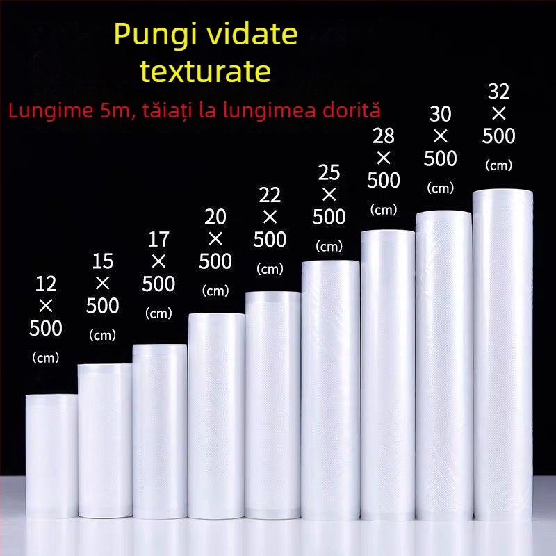 Sac vacuum pentru cârnați, cu textură în plasă, pungă de comprimare pentru extragerea aerului, prospețime păstrată, pungă pe rolă pentru uz casnic