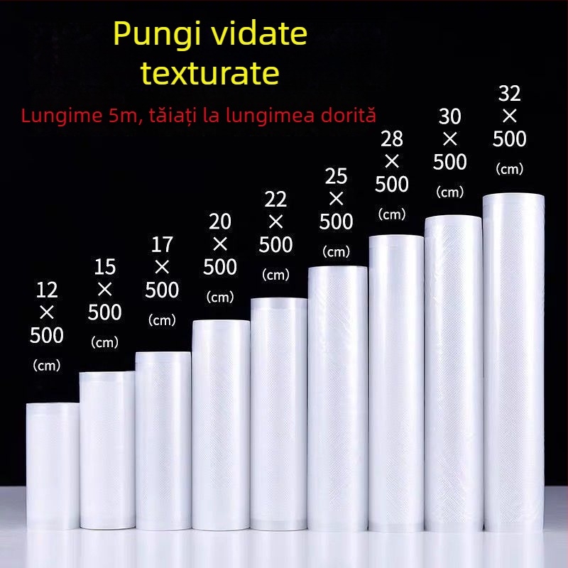 Sac vacuum pentru cârnați, cu textură în plasă, pungă de comprimare pentru extragerea aerului, prospețime păstrată, pungă pe rolă pentru uz casnic