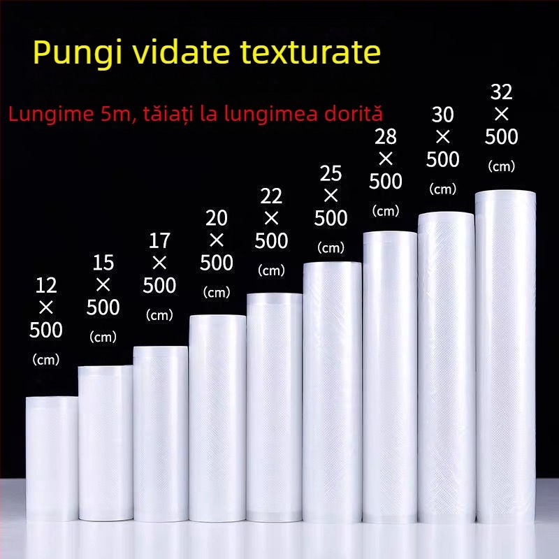Sac vacuum pentru cârnați, cu textură în plasă, pungă de comprimare pentru extragerea aerului, prospețime păstrată, pungă pe rolă pentru uz casnic