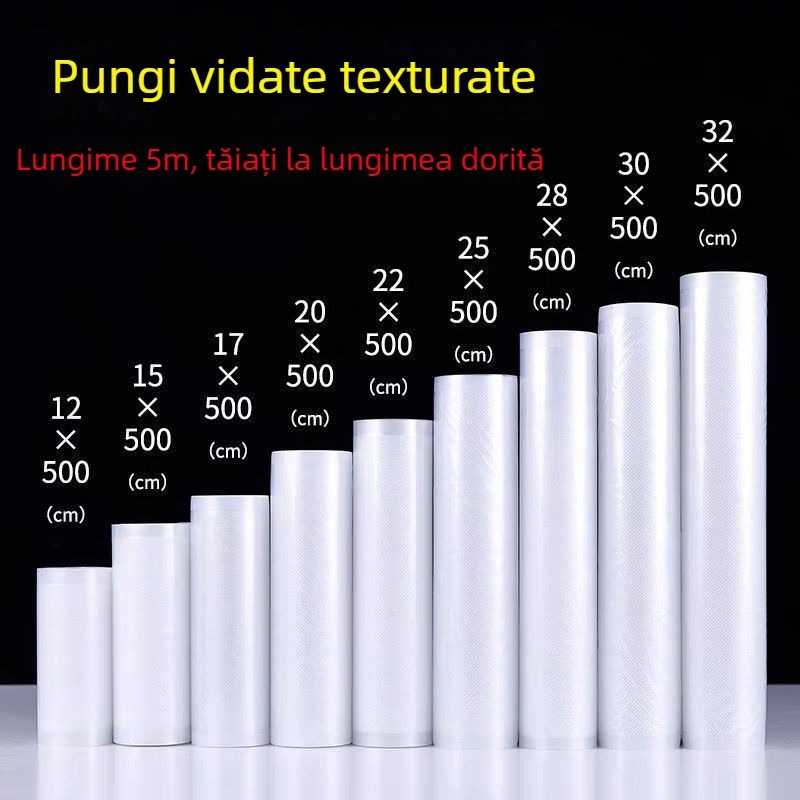 Sac vacuum pentru cârnați, cu textură în plasă, pungă de comprimare pentru extragerea aerului, prospețime păstrată, pungă pe rolă pentru uz casnic