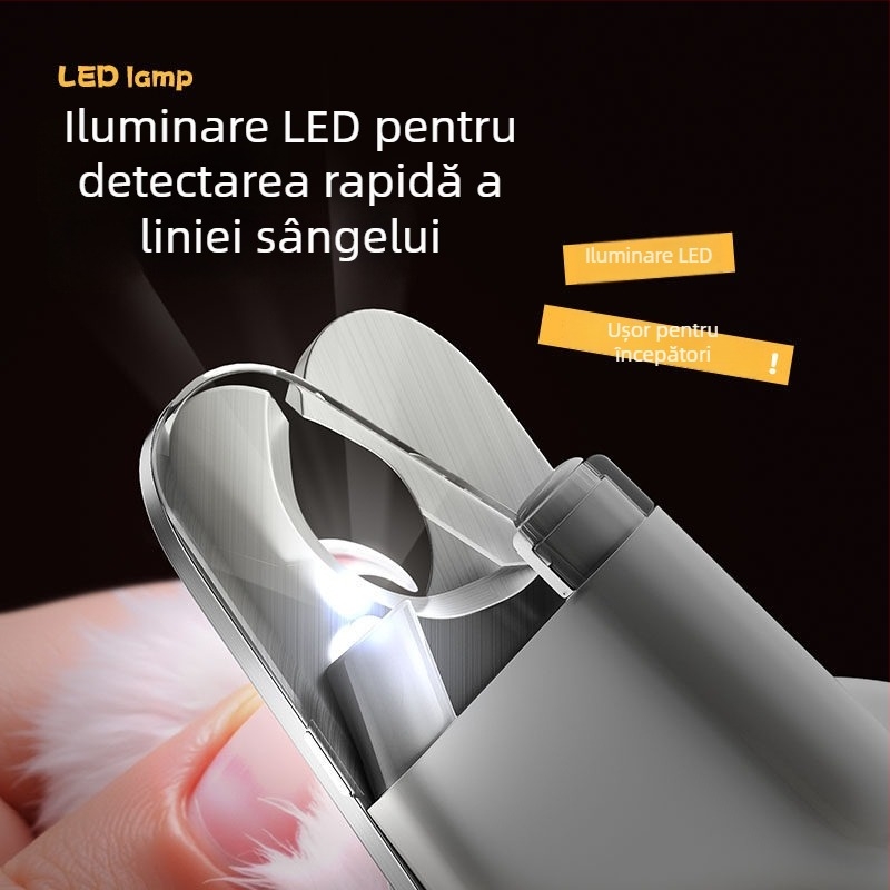 Clește de unghii pentru pisici și câini cu lumină, instrument de tăiat unghiile pentru animale de companie, pentru începători, ghid pentru linia de sânge