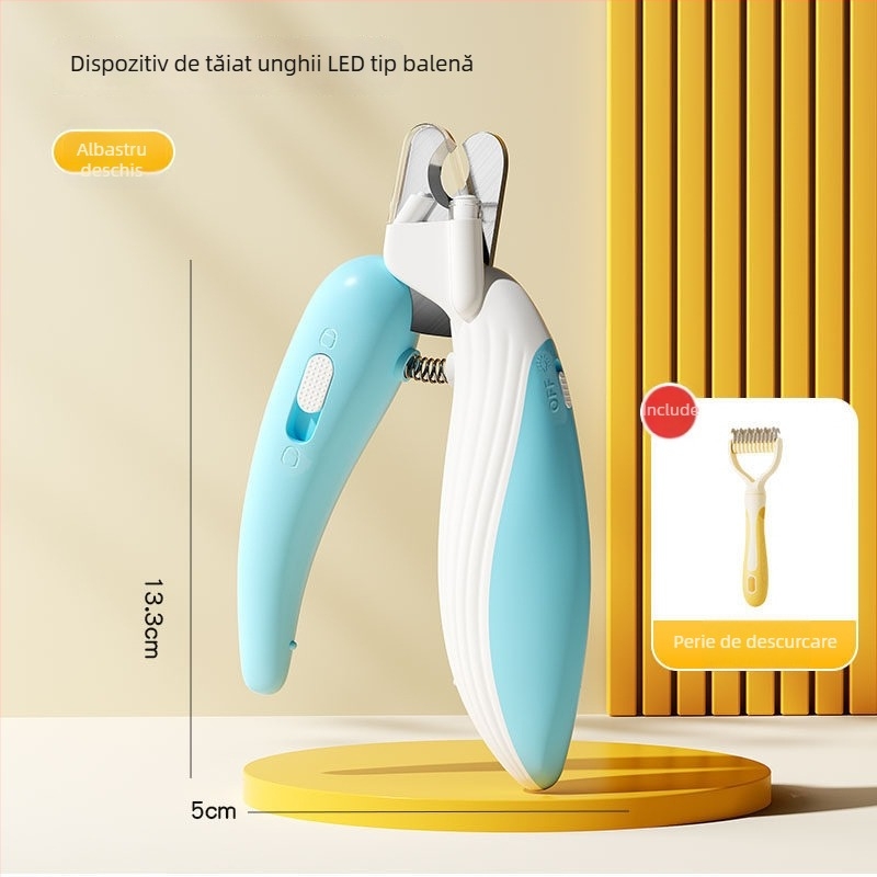 Clește de unghii pentru pisici și câini cu lumină, instrument de tăiat unghiile pentru animale de companie, pentru începători, ghid pentru linia de sânge