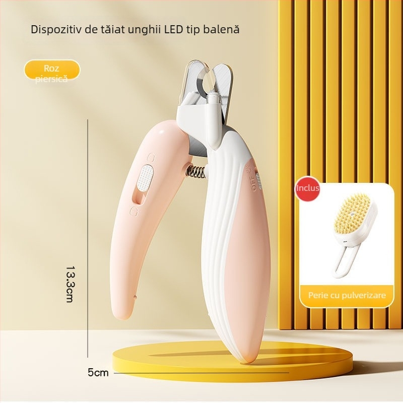 Clește de unghii pentru pisici și câini cu lumină, instrument de tăiat unghiile pentru animale de companie, pentru începători, ghid pentru linia de sânge