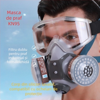 Mască de gaz cu față completă, cu cărbune activ, pentru pulverizare chimică și vopsire, protecție împotriva gazelor toxice și a prafului