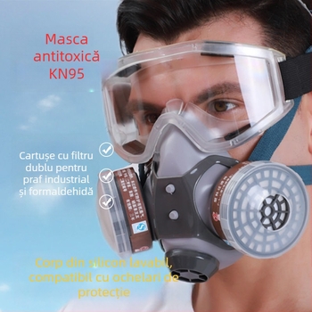 Mască de gaz cu față completă, cu cărbune activ, pentru pulverizare chimică și vopsire, protecție împotriva gazelor toxice și a prafului
