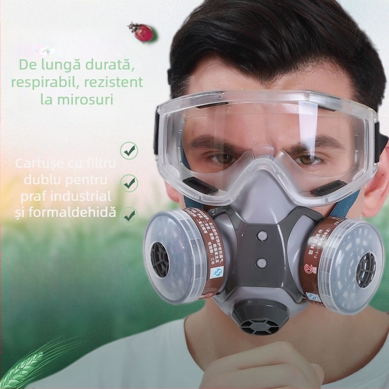 Mască de gaz cu față completă, cu cărbune activ, pentru pulverizare chimică și vopsire, protecție împotriva gazelor toxice și a prafului