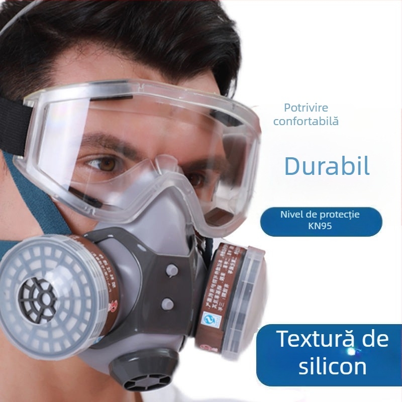 Mască de gaz cu față completă, cu cărbune activ, pentru pulverizare chimică și vopsire, protecție împotriva gazelor toxice și a prafului