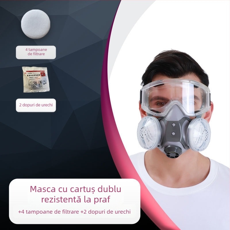 Mască de gaz cu față completă, cu cărbune activ, pentru pulverizare chimică și vopsire, protecție împotriva gazelor toxice și a prafului
