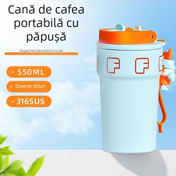 Cana de cafea cu două pereți, în formă de păpușă, din oțel inoxidabil 316L, termos izolat pentru exterior, unisex