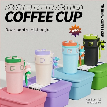 Cana de cafea cu două pereți, în formă de păpușă, din oțel inoxidabil 316L, termos izolat pentru exterior, unisex