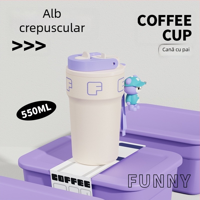Cana de cafea cu două pereți, în formă de păpușă, din oțel inoxidabil 316L, termos izolat pentru exterior, unisex