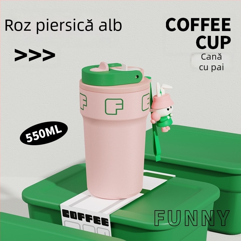 Cana de cafea cu două pereți, în formă de păpușă, din oțel inoxidabil 316L, termos izolat pentru exterior, unisex
