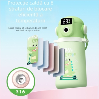 Termos pentru copii cu blocare prin amprentă și afișaj de temperatură