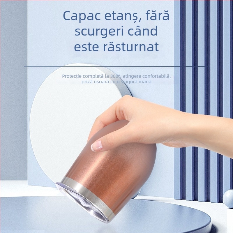 Cană izolată de 12 oz, interior din oțel inoxidabil 304, exterior din oțel inoxidabil 201, formă de ou, pahar de vin în formă U, personalizabil