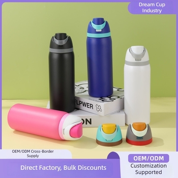 Sticlă din oțel inoxidabil cu pereți dubli, izolație, capac pop-up, stil Owala, design modern minimalist, cupă pentru fructe