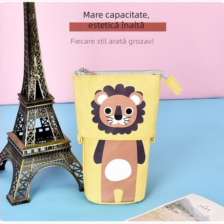 Penar mare cu design drăguț de desene animate, suport pentru creioane și pixuri, organizator din pânză, multifuncțional