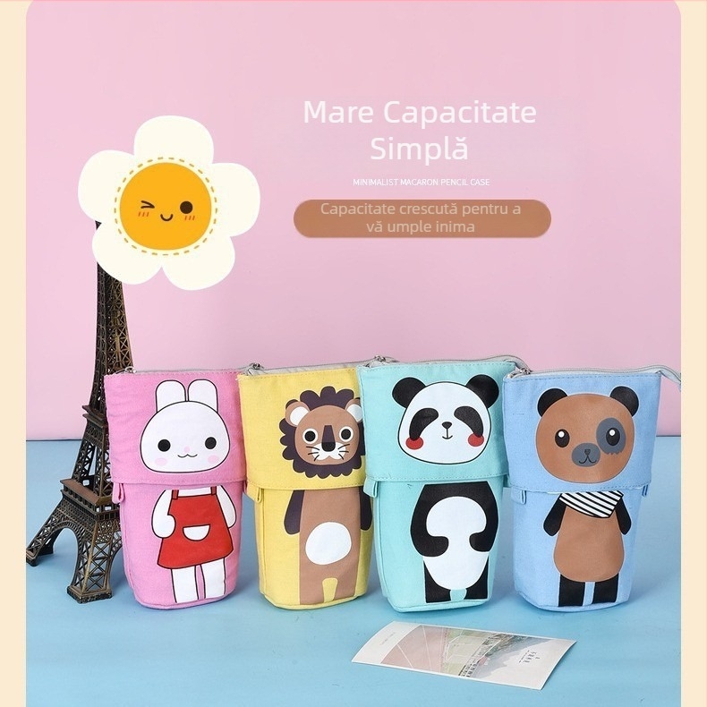 Penar mare cu design drăguț de desene animate, suport pentru creioane și pixuri, organizator din pânză, multifuncțional
