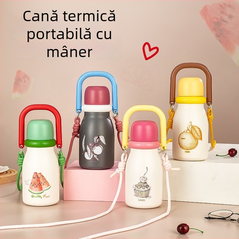 Pahar termic pentru fructe, cu capacitate mare, portabil, cu pai