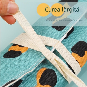 Rolă de creioane din pânză, mare capacitate, făcută manual, pentru desen – suport de depozitare pentru creioane grafit și colorate