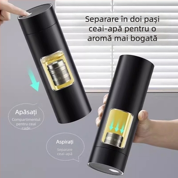 Cană termos din oțel inoxidabil 316, magnetică, cu separare a ceaiului, potrivită pentru mașină și birou, capac ușor de deschis