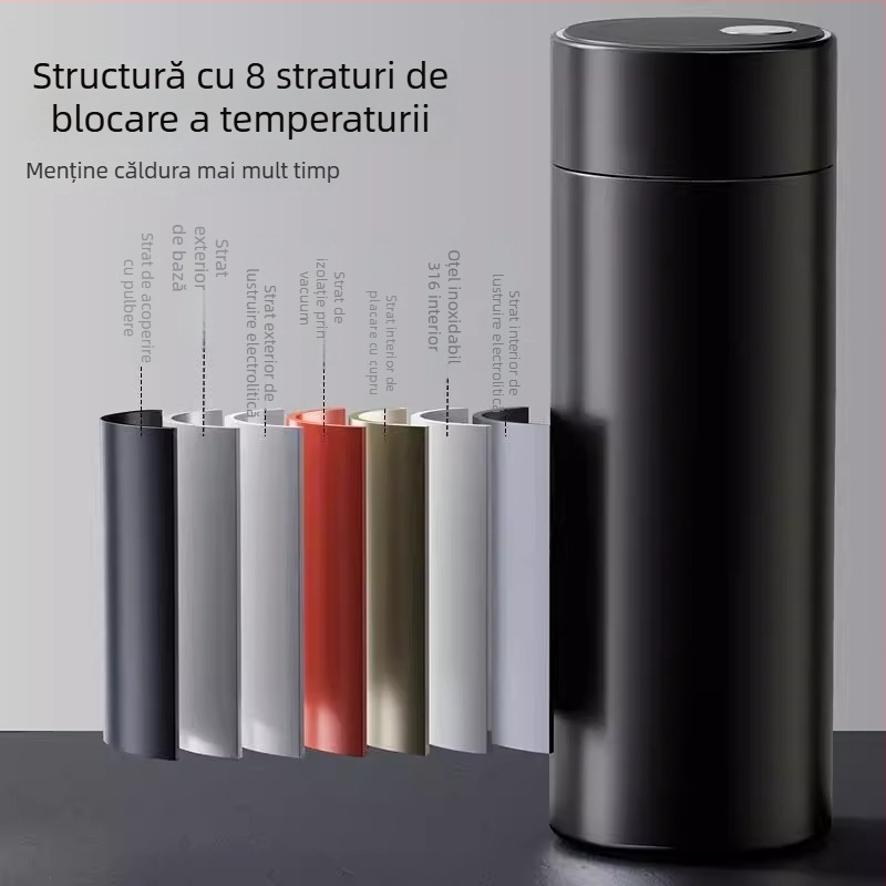 Cană termos din oțel inoxidabil 316, magnetică, cu separare a ceaiului, potrivită pentru mașină și birou, capac ușor de deschis