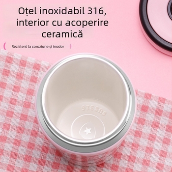 Cană termoizolantă minimalistă pentru femei, cu capacitate mare, portabilă, cu pai, model 2024