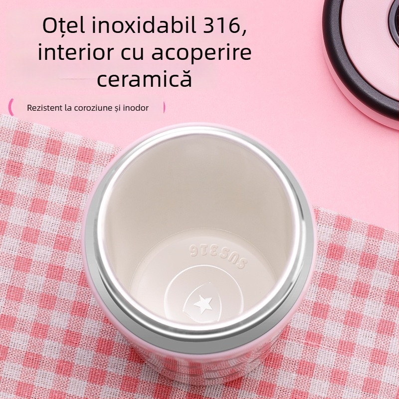 Cană termoizolantă minimalistă pentru femei, cu capacitate mare, portabilă, cu pai, model 2024