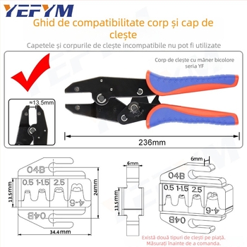 YF Clește crimpare cablu – modul cap de gură pentru crimpare terminale