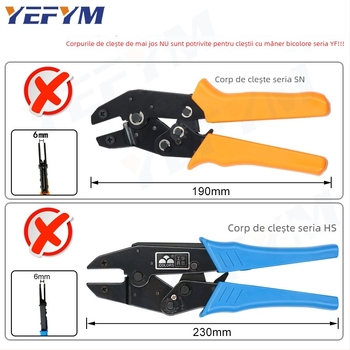 YF Clește crimpare cablu – modul cap de gură pentru crimpare terminale