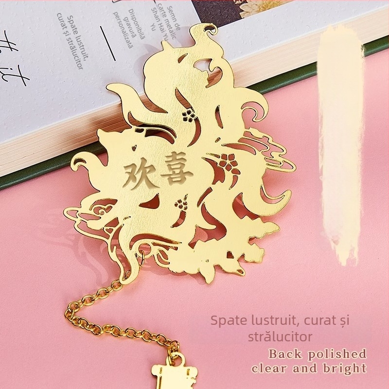 Semn de carte metalic în stil clasic chinezesc, cu decupaj, suvenir din Clasicul Munților și Mărilor – cadou elegant pentru întreaga clasă