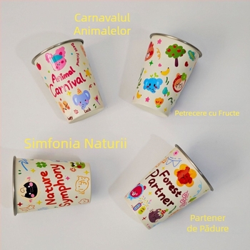 Cană de apă în stil desen animat pentru camping, oțel inoxidabil 304, exterior cu un singur strat, pentru picnic, bere, ceai sau cafea lângă foc