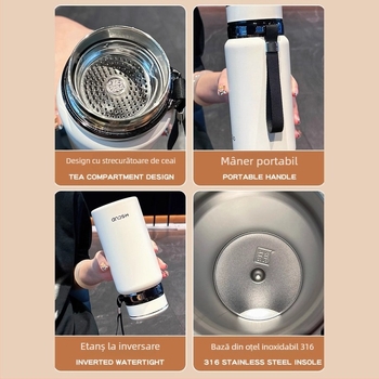 Ceașcă termos din oțel inoxidabil 316, capacitate mare, portabilă, cu separator pentru ceai, cană pentru mașină, design modern minimalist
