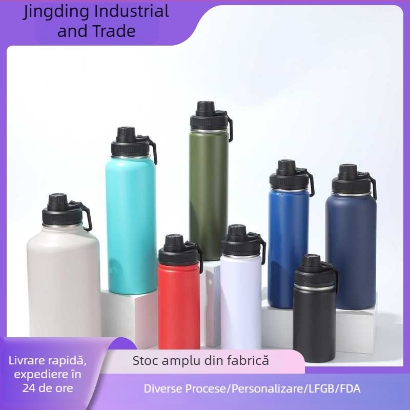 Sticlă de apă izolată din oțel inoxidabil, 32oz, pentru drumeții și călătorii – recipient sport portabil pentru exterior