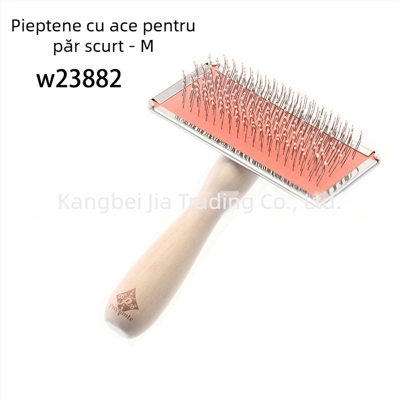 Petio pieptene pentru animale de companie, cu mâner, dinți rigizi, pentru pisici și câini cu blană scurtă, îngrijire prin masaj