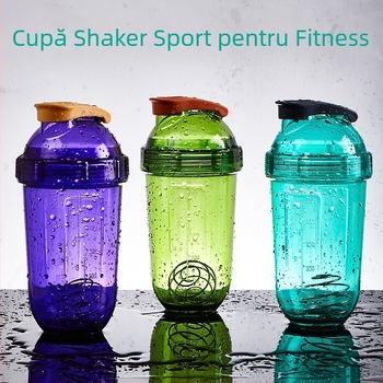 Shaker cu banană pentru amestecarea pulberii de proteine și milkshake, cu scară de măsurare, capacitate mare, din plastic, portabil, fără scurgeri